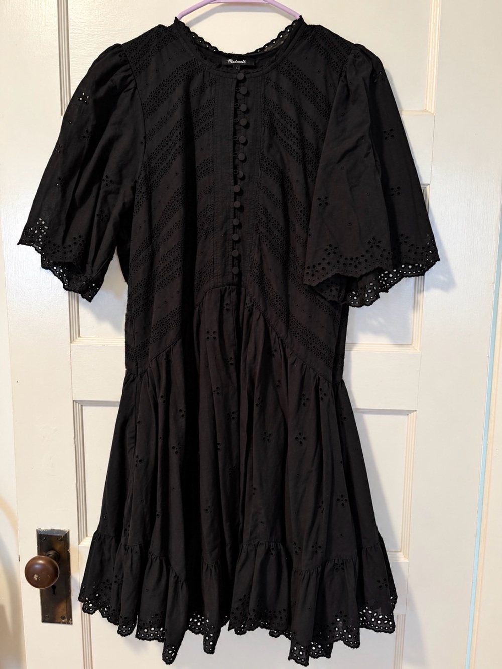 Madewell Black Eyelet Midi Dress - Elegant Women's Dress